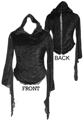 Dark Star Black Velvet Gothic Spiderweb Hoodie