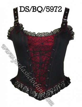 Dark Star Gothic Red & Black Cobweb Corset Bodice Top