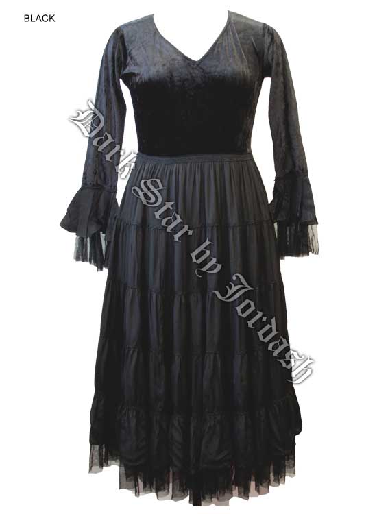 Dark Star Black Velvet and Cotton Gothic Dress