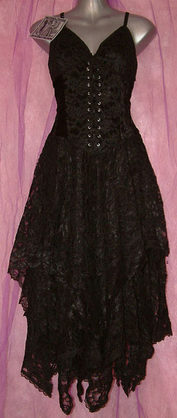 Dark Star Gothic Black Lace Corset Dress - Click Image to Close