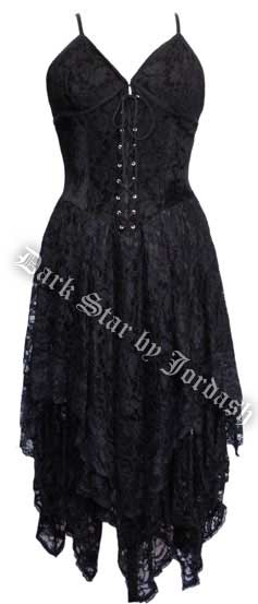 Dark Star Gothic Black Lace Corset Dress - Click Image to Close