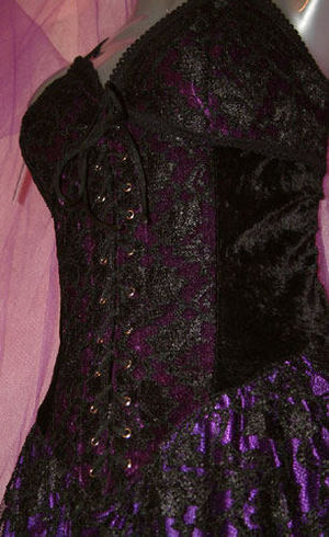 Dark Star Gothic Black & Purple Lace Corset Dress - Click Image to Close