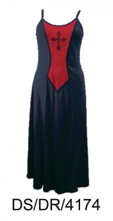 Dark Star Gothic Long Black Red Gown with Cross