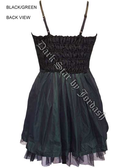 Dark Star Satin Velvet Black & Green Gothic Lolita Dress - Click Image to Close