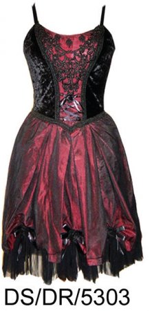 Dark Star Satin Velvet Black & Red Gothic Lolita Dress