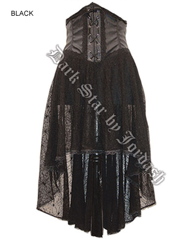 Dark Star Gothic Cobweb Lace PVC Under Bust Dress Skirt - Click Image to Close