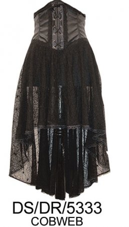 Dark Star Gothic Cobweb Lace PVC Under Bust Dress Skirt Dark Star Gothic Cobweb Lace PVC Under Bust Dress Skirt