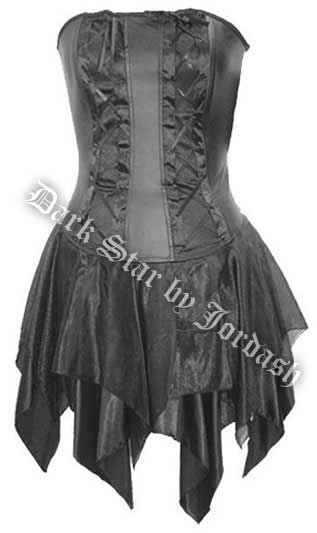 Dark Star Black PVC Mini Dress Satin Organza