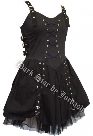 Dark Star Black and Purple Buckle Corset Dress - Click Image to Close