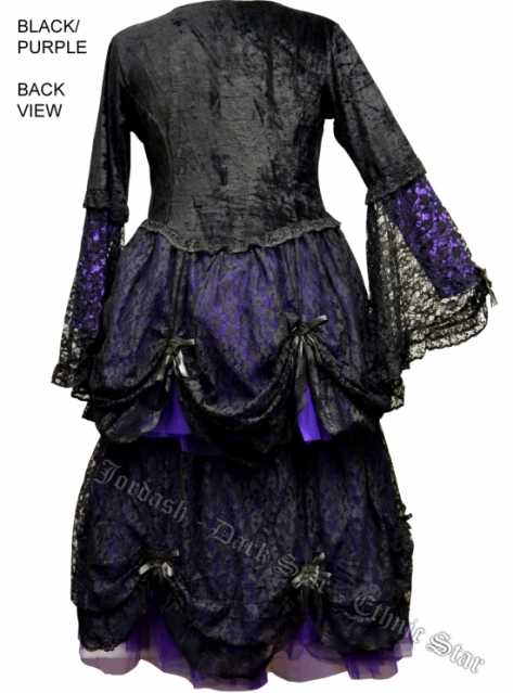 Dark Star Black Lace & Purple Velvet Romantic Gothic Fairy Dress - Click Image to Close