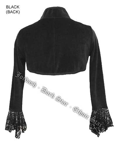 Dark Star Black Velvet & Lace Gothic Shrug Bolero Top - Click Image to Close