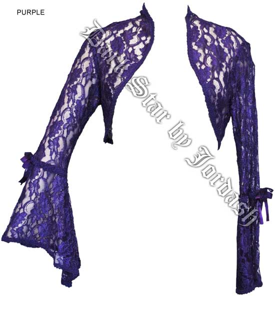 Dark Star Purple Lace Gothic Shrug Bolero Top - Click Image to Close