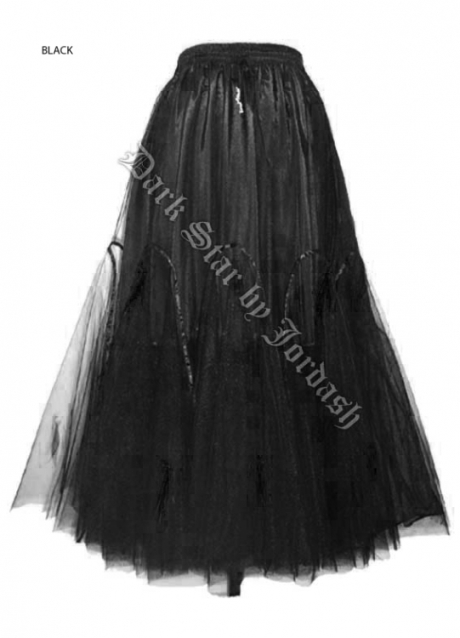 Dark Star Black Victorian Long Tulle Skirt - Click Image to Close