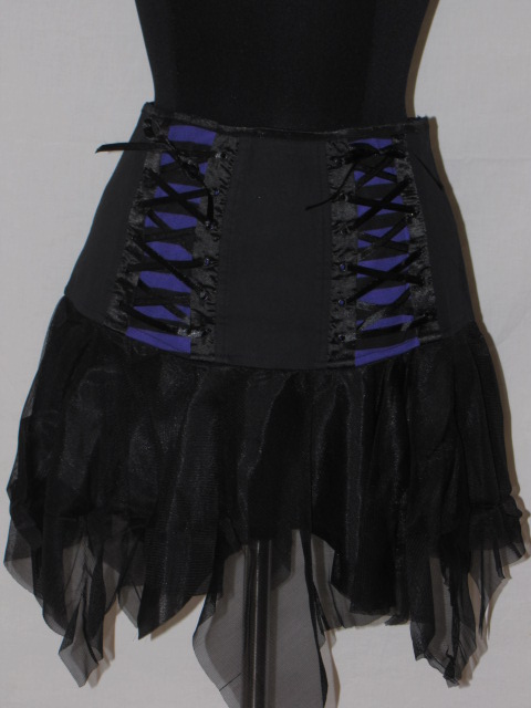 Dark Star Gothic Black Purple Clubbing Corset Mini Skirt