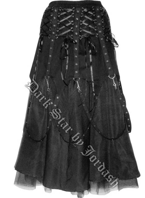 Dark Star Black Chains Gothic Skirt - Click Image to Close