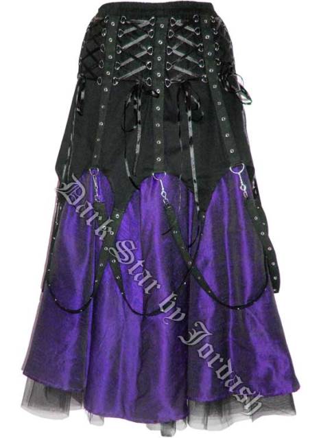 Dark Star Black and Purple Chains Gothic Skirt - Click Image to Close