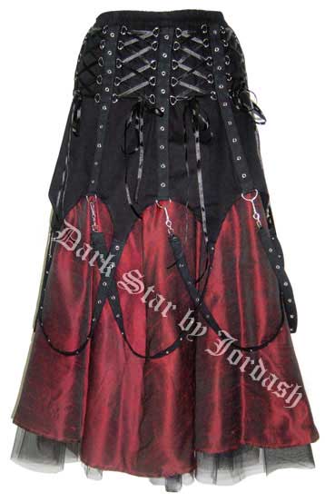 Dark Star Black and Red Chains Gothic Skirt - Click Image to Close