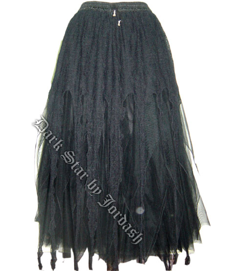 Dark Star Black Tulle & Spiderweb Lace Gothic Skirt - Click Image to Close