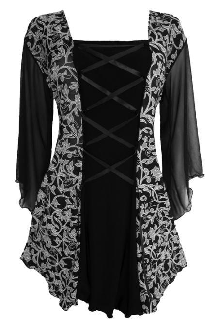 Plus Size Mandarin Corset Top in French Lace