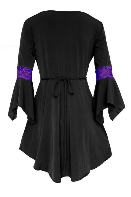 Plus Size Black and Purple Gothic Renaissance Lacing up Corset Top - Click Image to Close