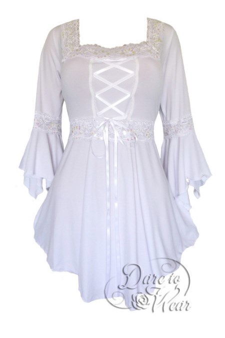 Plus Size White Icing Gothic Renaissance Lacing up Corset Top - Click Image to Close