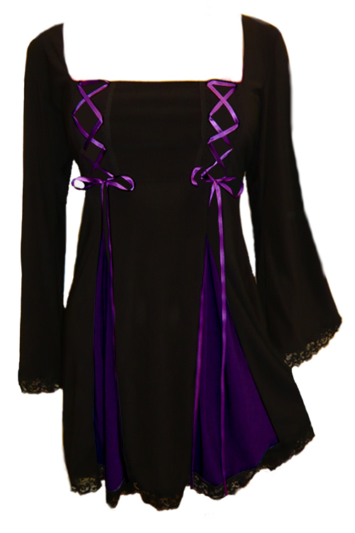 Plus Size Gemini Princess Black and Purple Gothic Corset Top - Click Image to Close