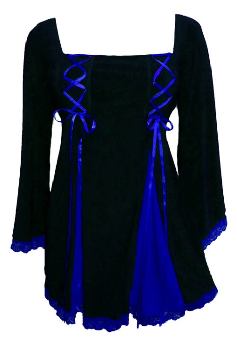Plus Size Gemini Princess Black and Royal Blue Gothic Corset Top - Click Image to Close