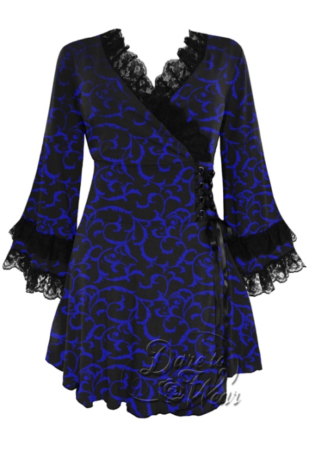 Plus Size Paris By Night Black & Blue Gothic Victoria Corset Top