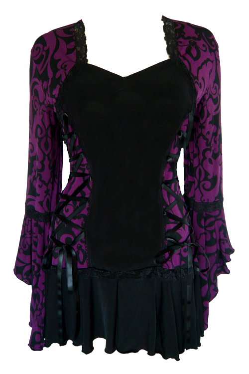 Plus Size Blackberry Brocade Bolero Lacing Corset Top