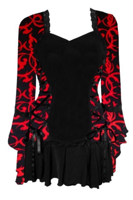 Plus Size Black & Red Gothic Lust Bolero Lacing Corset Top - Click Image to Close