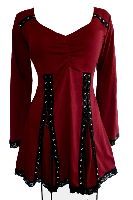 Plus Size Electra Corset Top in Garnet Red - Click Image to Close