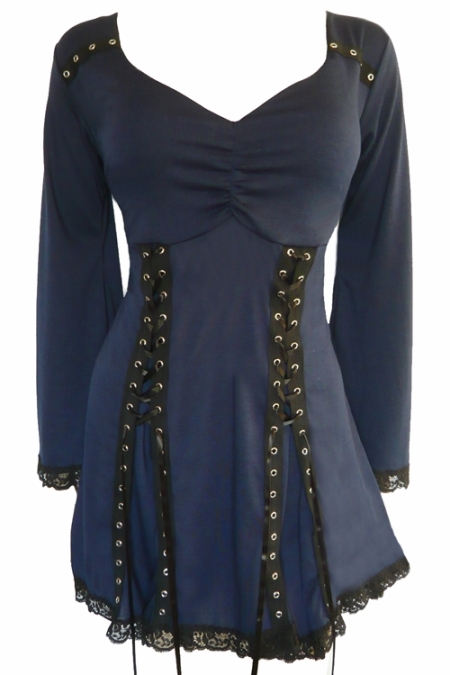Plus Size Electra Corset Top in Midnight Blue - Click Image to Close