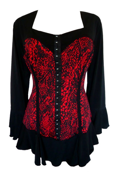 Plus Size Corsetta Top in Red Dragon