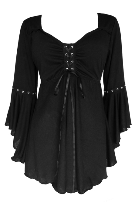 Plus Size Gothic Ophelia Corset Top in Black - Click Image to Close