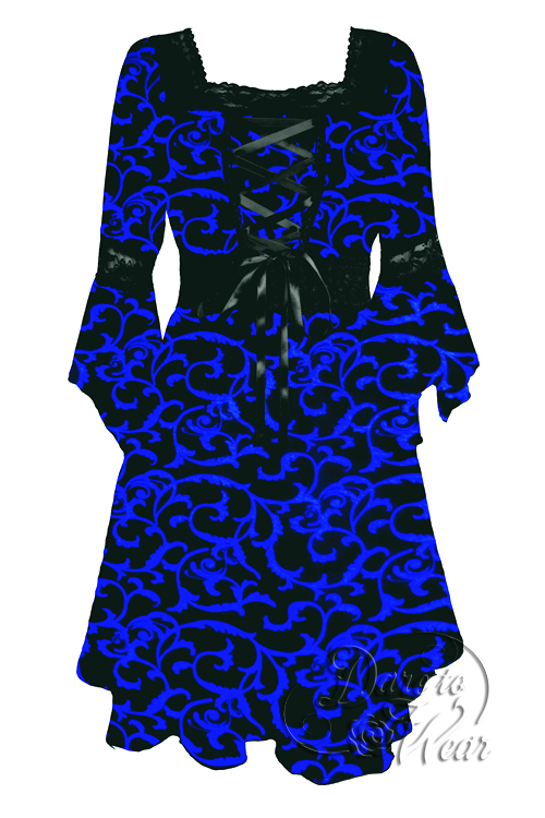 Plus Size Black and Purple Gothic Renaissance Corset Dress - Click Image to Close