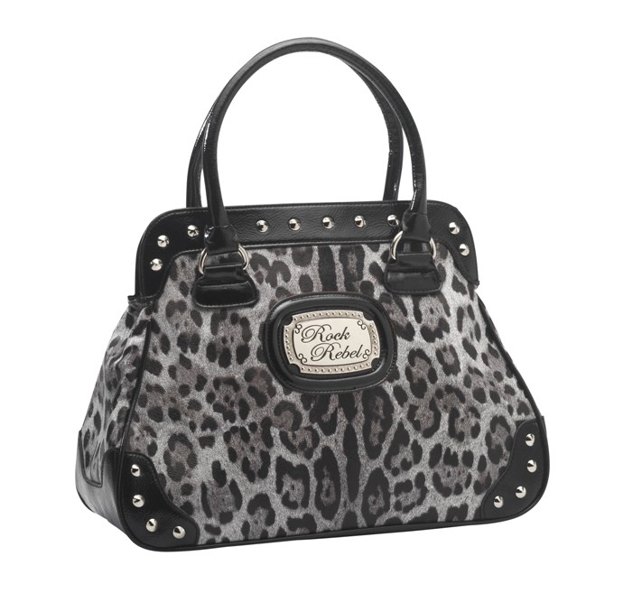 Rock Rebel Grey Black and Silver Leopard Handbag Rock Rebel Grey Black and Silver Leopard Handbag