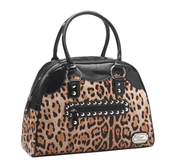 Rock Rebel Gold Orange and Black Leopard Large Handbag