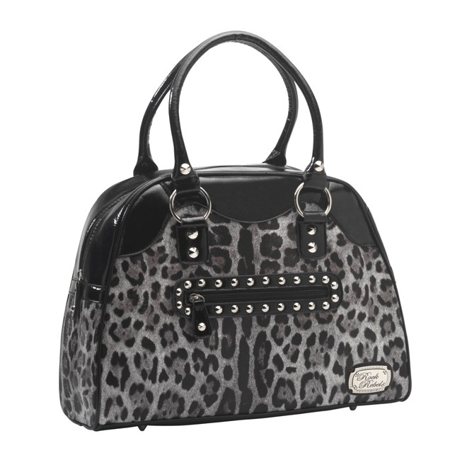 Rock Rebel Grey Black and Silver Leopard Large Handbag Rock Rebel Grey Black and Silver Leopard Large Handbag