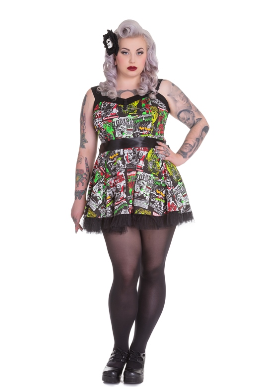 Hell Bunny Plus Size B-Movie Monster Horror Tulle Mini Dress *NEW* - Click Image to Close