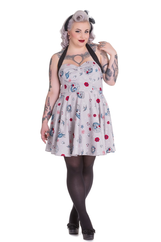 Hell Bunny Plus Size Gothic Day of the Dead Unicorn Skull Zoey Mini Dress - Click Image to Close