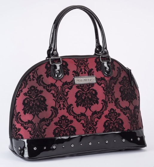... Rebel Large Madame Red Merlot Victorian Damask Studded Overnight Bag ... Rebel Large Madame Red Merlot Victorian Damask Studded Overnight Bag