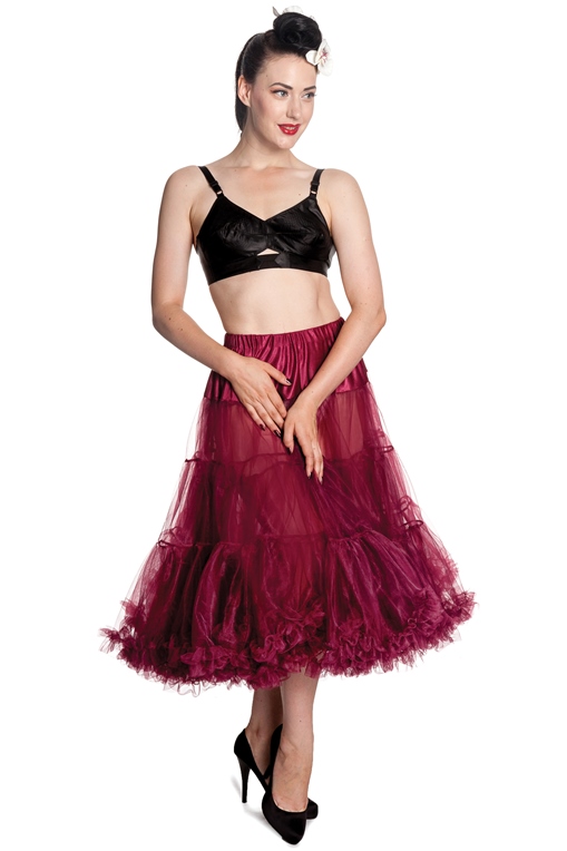 Hell Bunny Plus Size Gothic Burgundy Long Voluminous Petticoat - Click Image to Close
