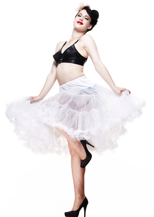 Hell Bunny Plus Size Gothic White Long Voluminous Petticoat - Click Image to Close