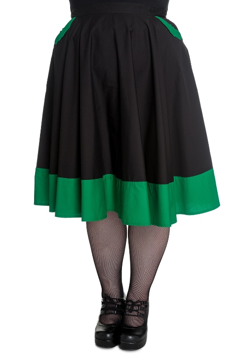 Hell Bunny Plus Size Gothic Green and Black Vampiress Skirt