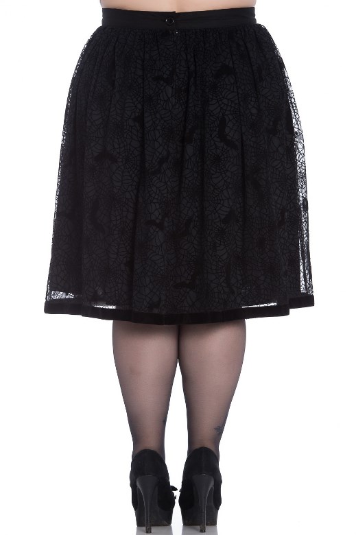 Hell Bunny Plus Size Gothic Black Spiderweb Bats Tulle Skirt - Click Image to Close