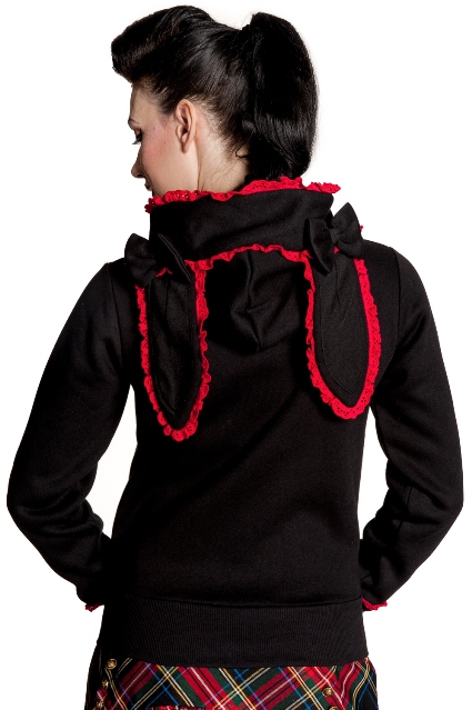 Hell Bunny Black and Red Gothic Bunny Hoodie - Click Image to Close