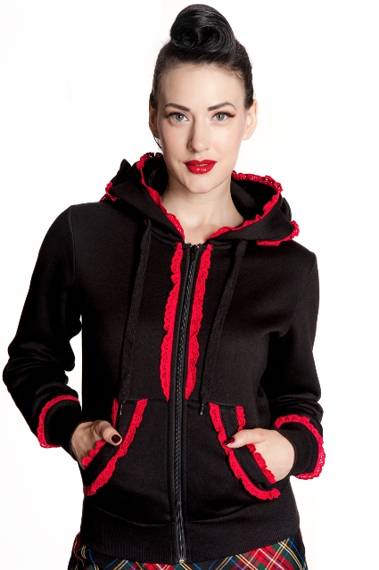 Hell Bunny Black and Red Gothic Bear Hoodie