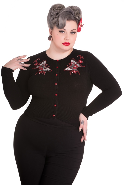 Hell Bunny Plus Size Gothic Black Scarlett Cardigan - Click Image to Close