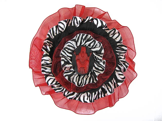 Hairy Scary Red & Zebra w Red Skeleton Cameo Emily Dickens Hair Clip Pin - Click Image to Close