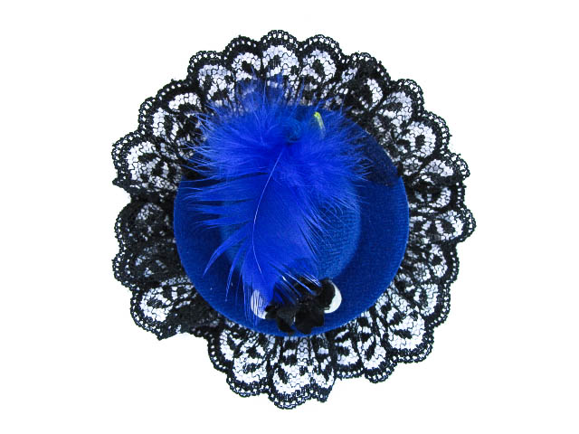 Hairy Scary Small Blue & Black Itsy Bitsy Hat Skull Hair Clip - Click Image to Close